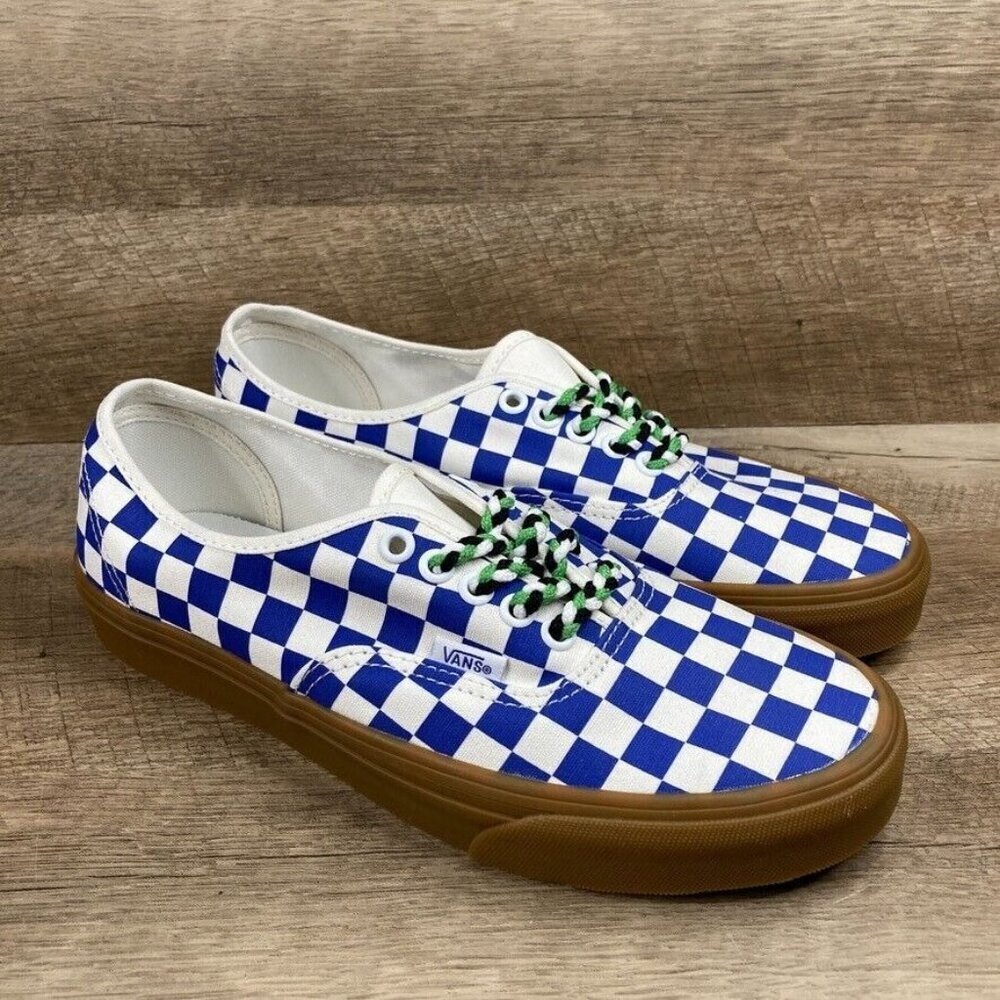 VANS Authentic Checkerboard Blue/White Low Top Classic Mens 6.5 Womens 8 NEW